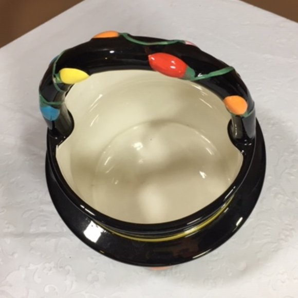 Snowman Cermaic Decorative Painted Basket Bowl w/ Handle 8"x5.5" - Picture 3 of 6